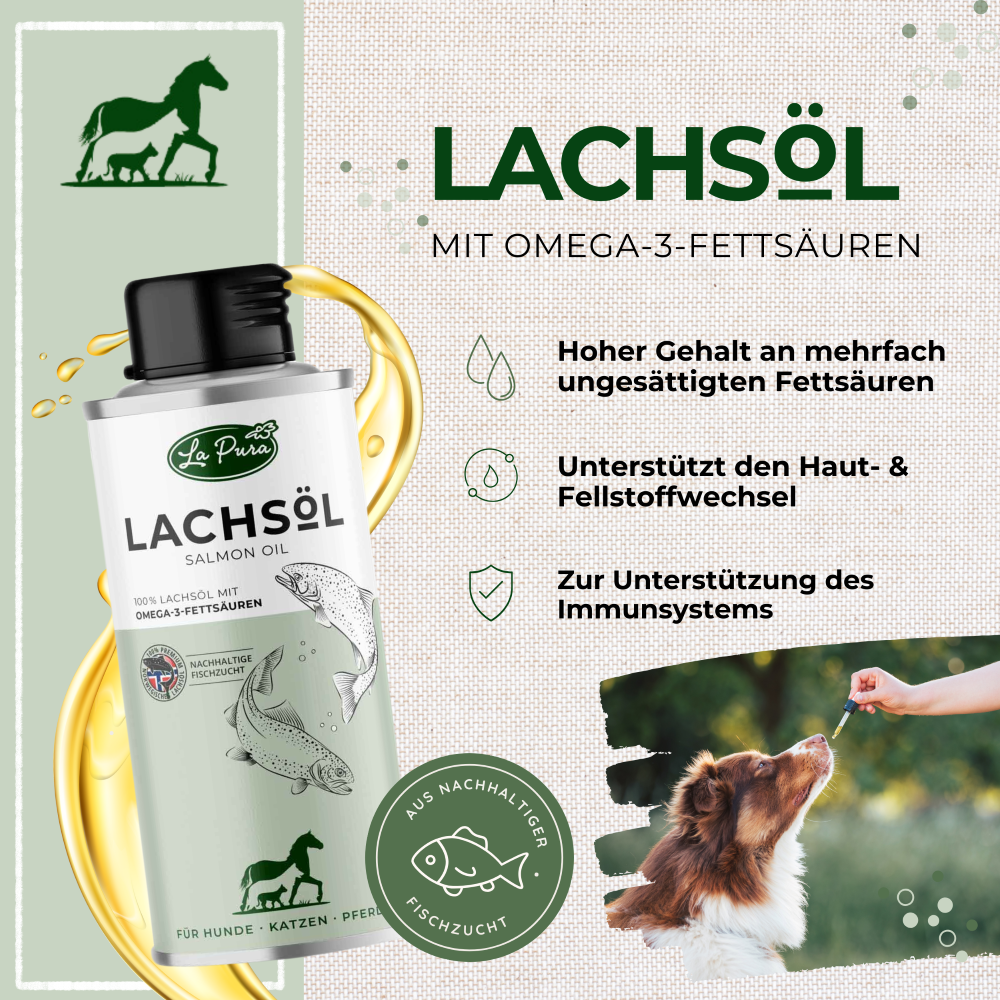LaPura Lachsöl für Hunde, Katzen und Pferde
