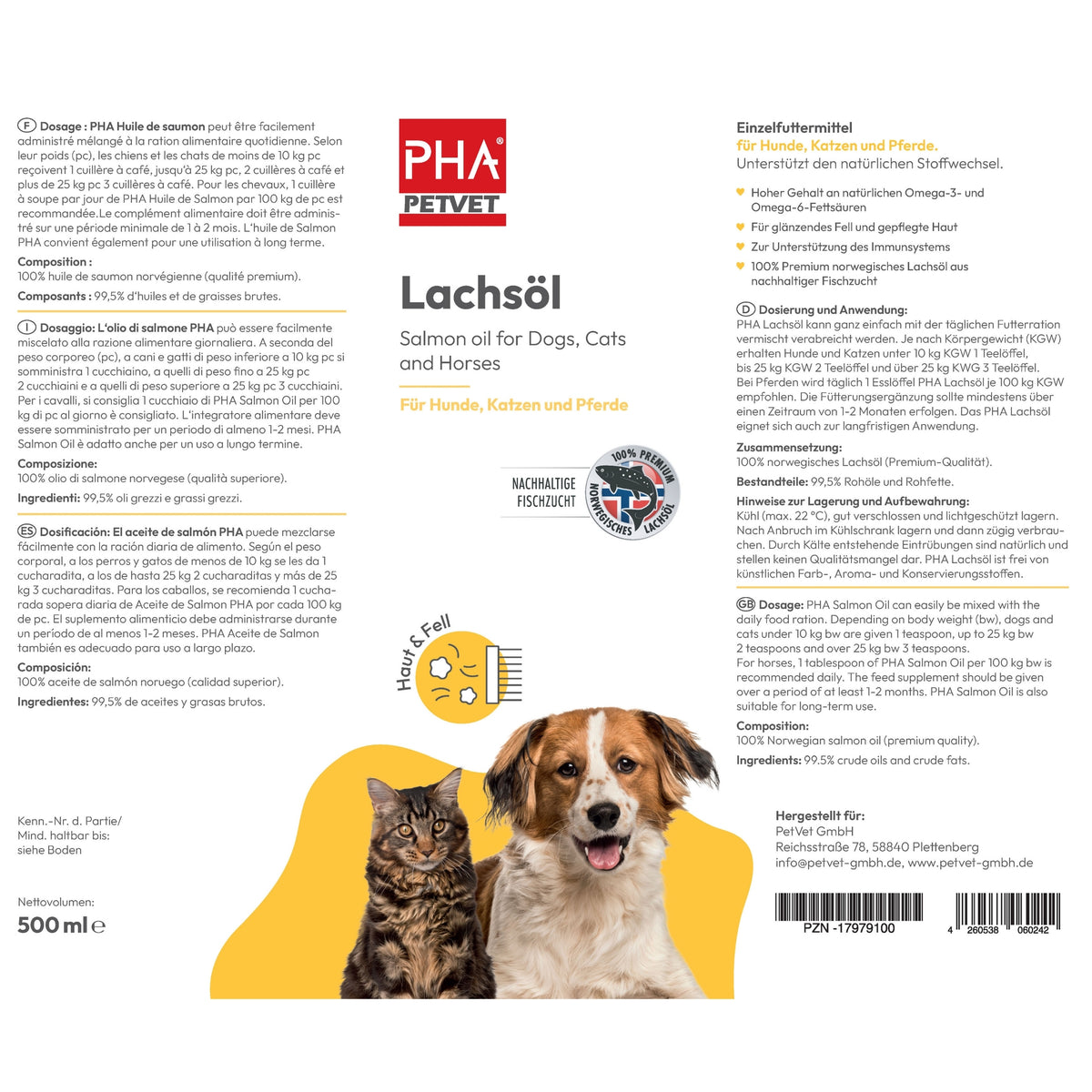 PHA Lachsöl für Hunde, Katzen und Pferde