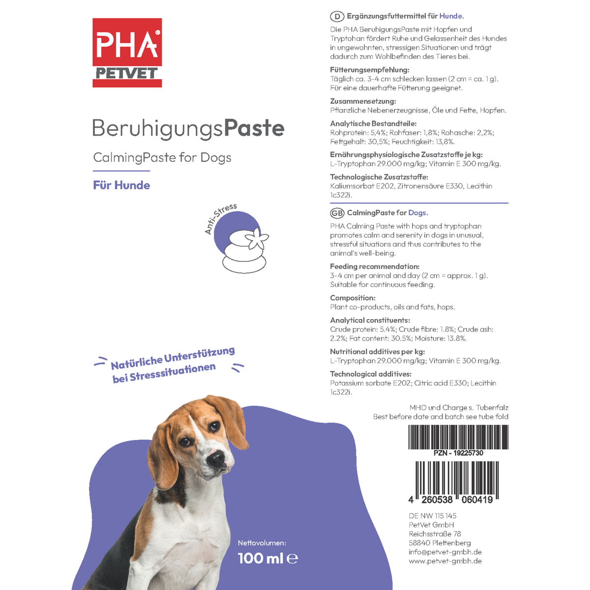 PHA BeruhigungsPaste für Hunde - 100 ml