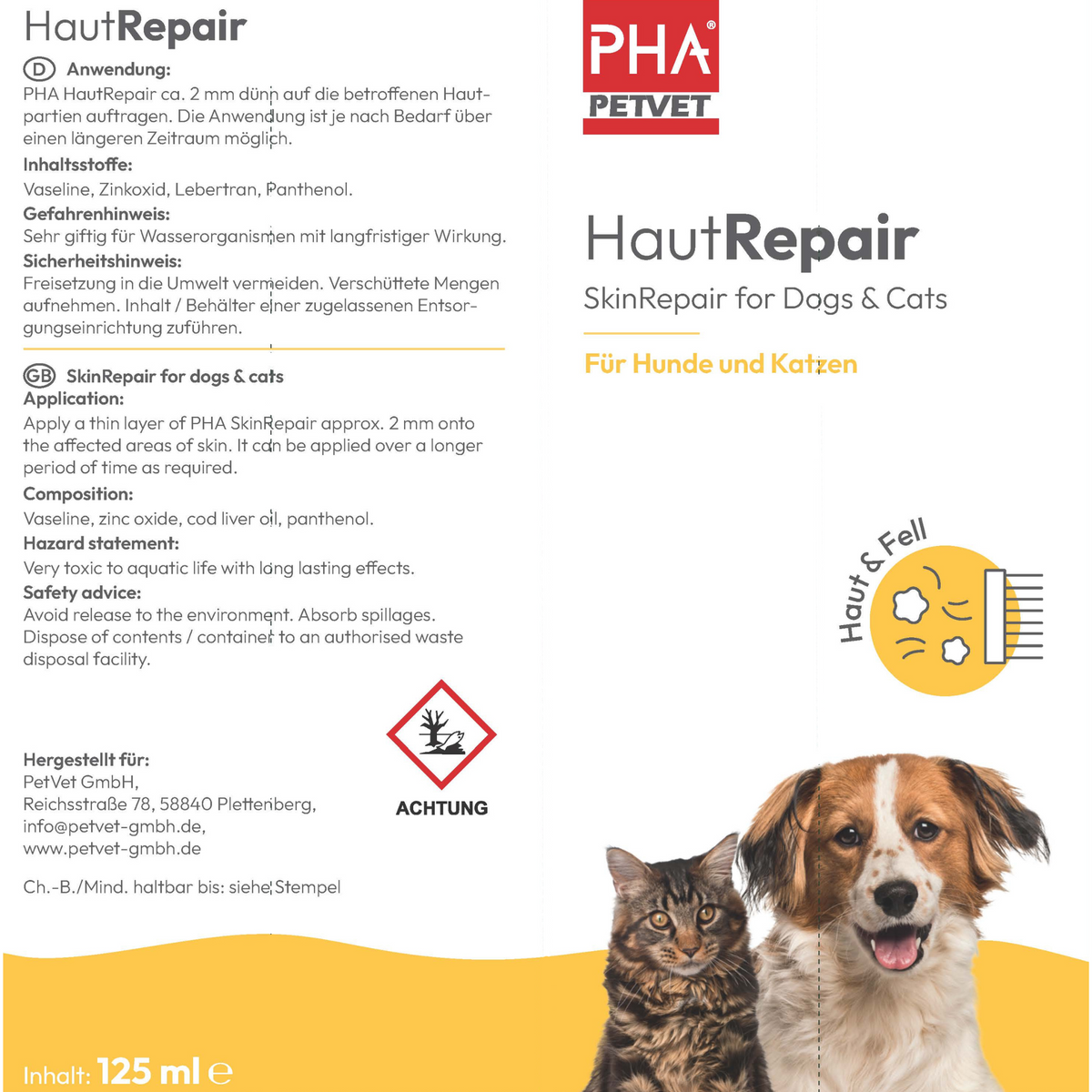 PHA HautRepair für Hunde, Katzen und Pferde 125 ml