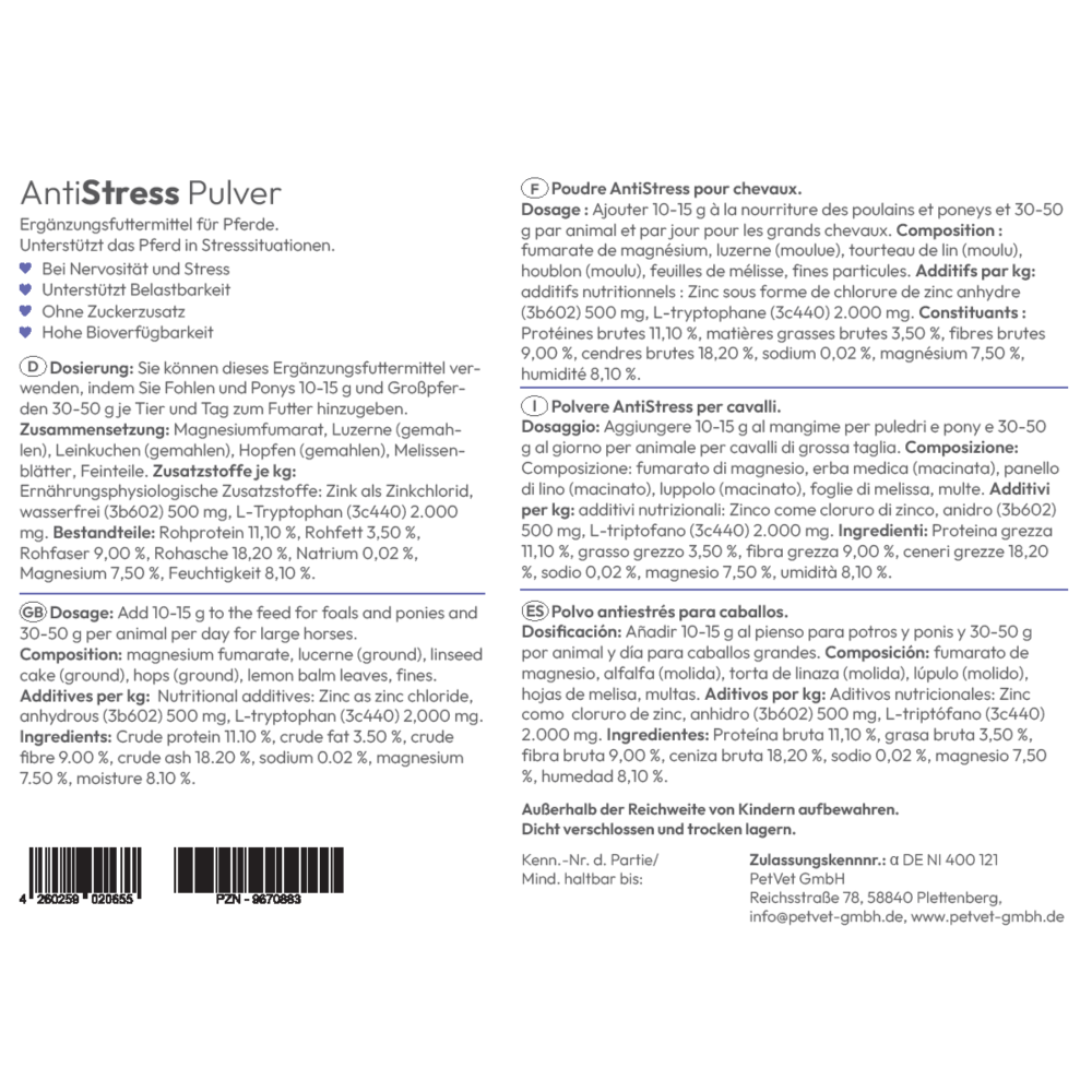 PHA AntiStress Pulver für Pferde
