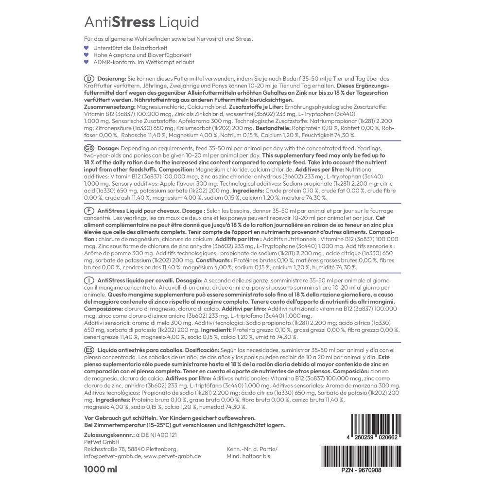PHA AntiStress Liquid für Pferde