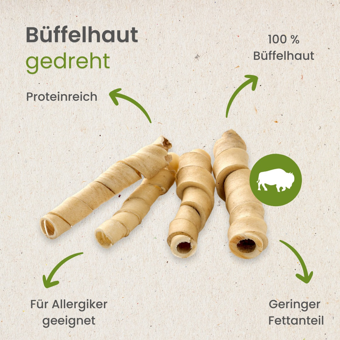 Büffel-Haut, gedreht