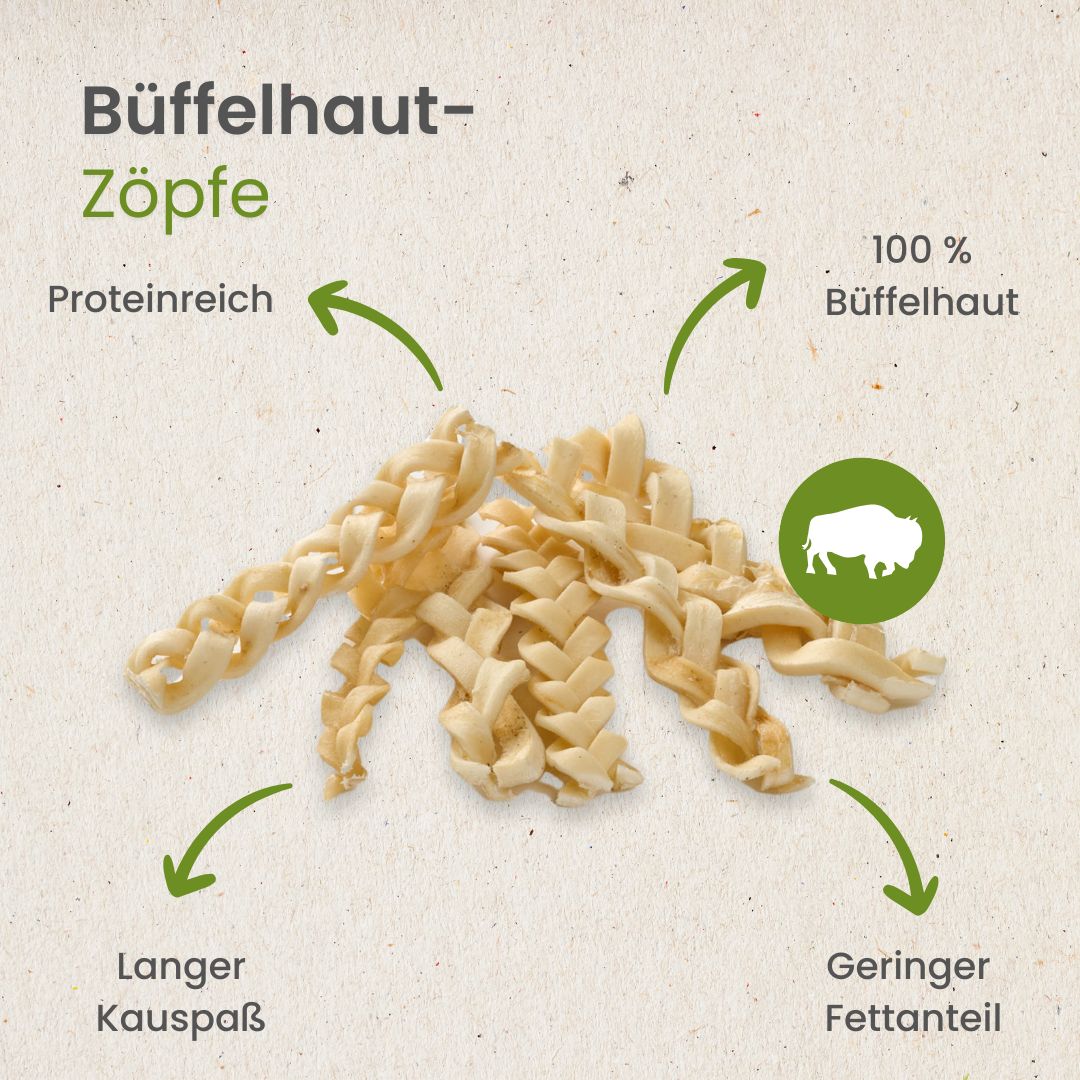 Büffelhaut-Zöpfe