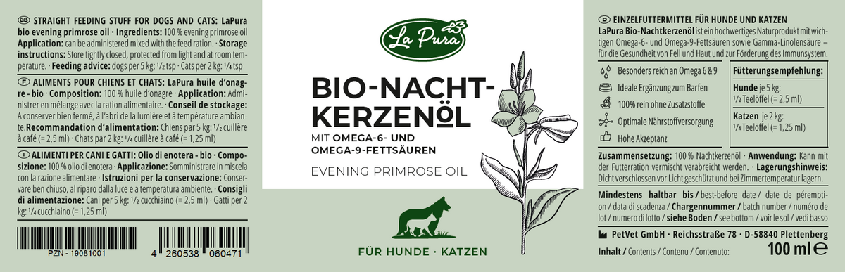 LaPura Bio-Nachtkerzenöl für Hunde und Katzen