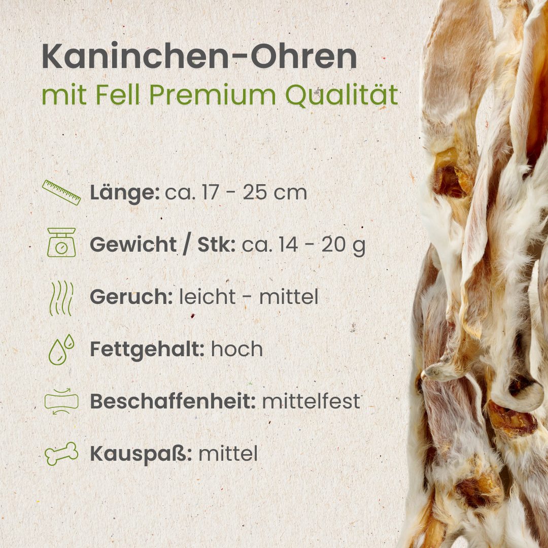 Kaninchen-Ohren mit Fell Premium Qualität