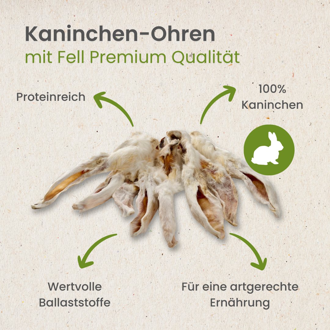 Kaninchen-Ohren mit Fell Premium Qualität