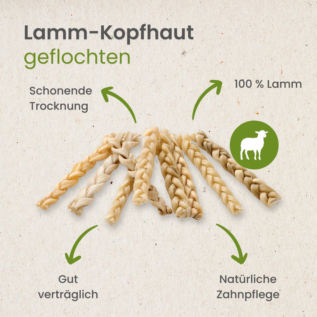 Lamm-Kopfhaut, geflochten