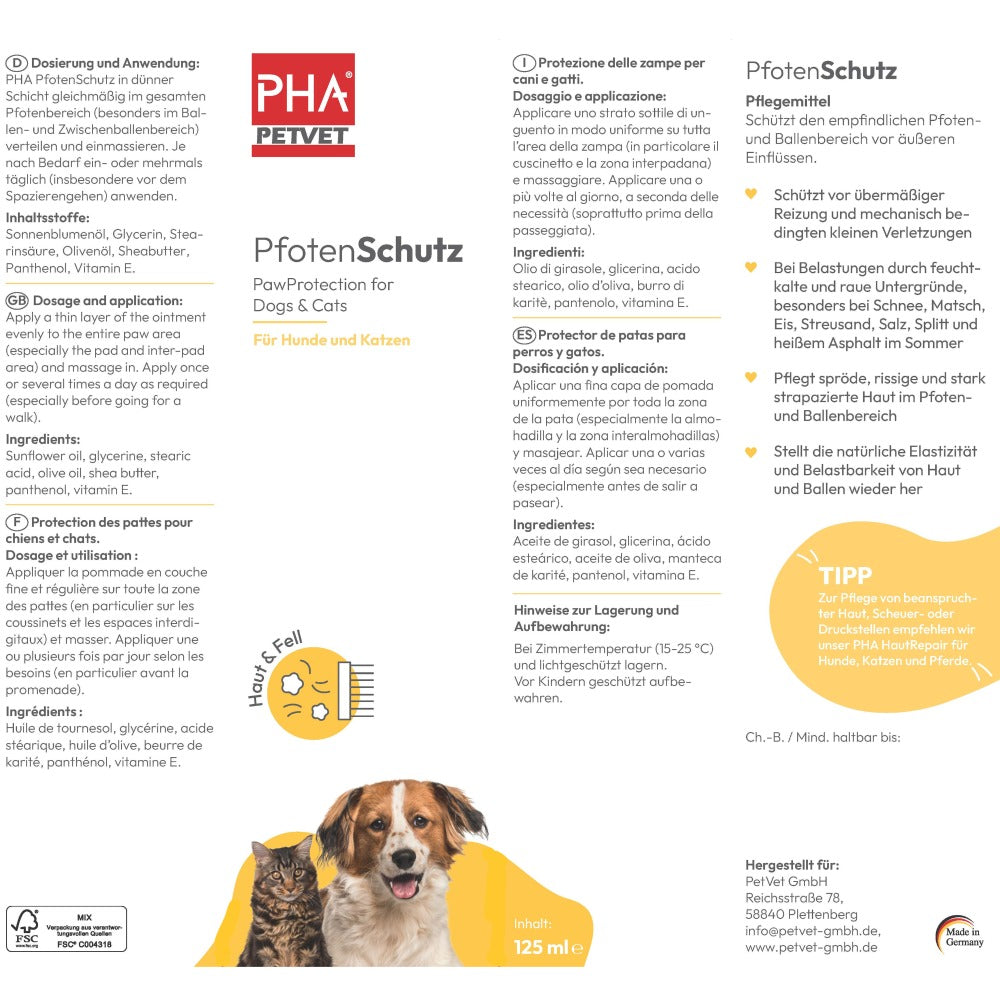 PHA PfotenSchutz für Hunde u. Katzen 125 ml