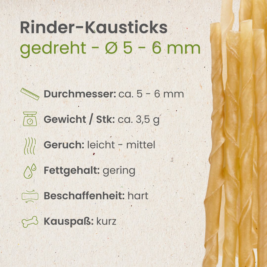 Rinder-Kausticks, gedreht - Ø 5 - 6 mm