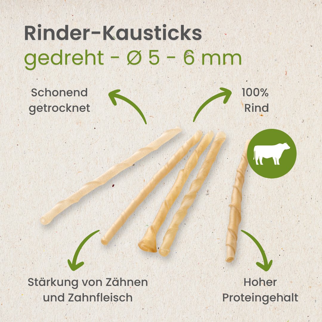 Rinder-Kausticks, gedreht - Ø 5 - 6 mm
