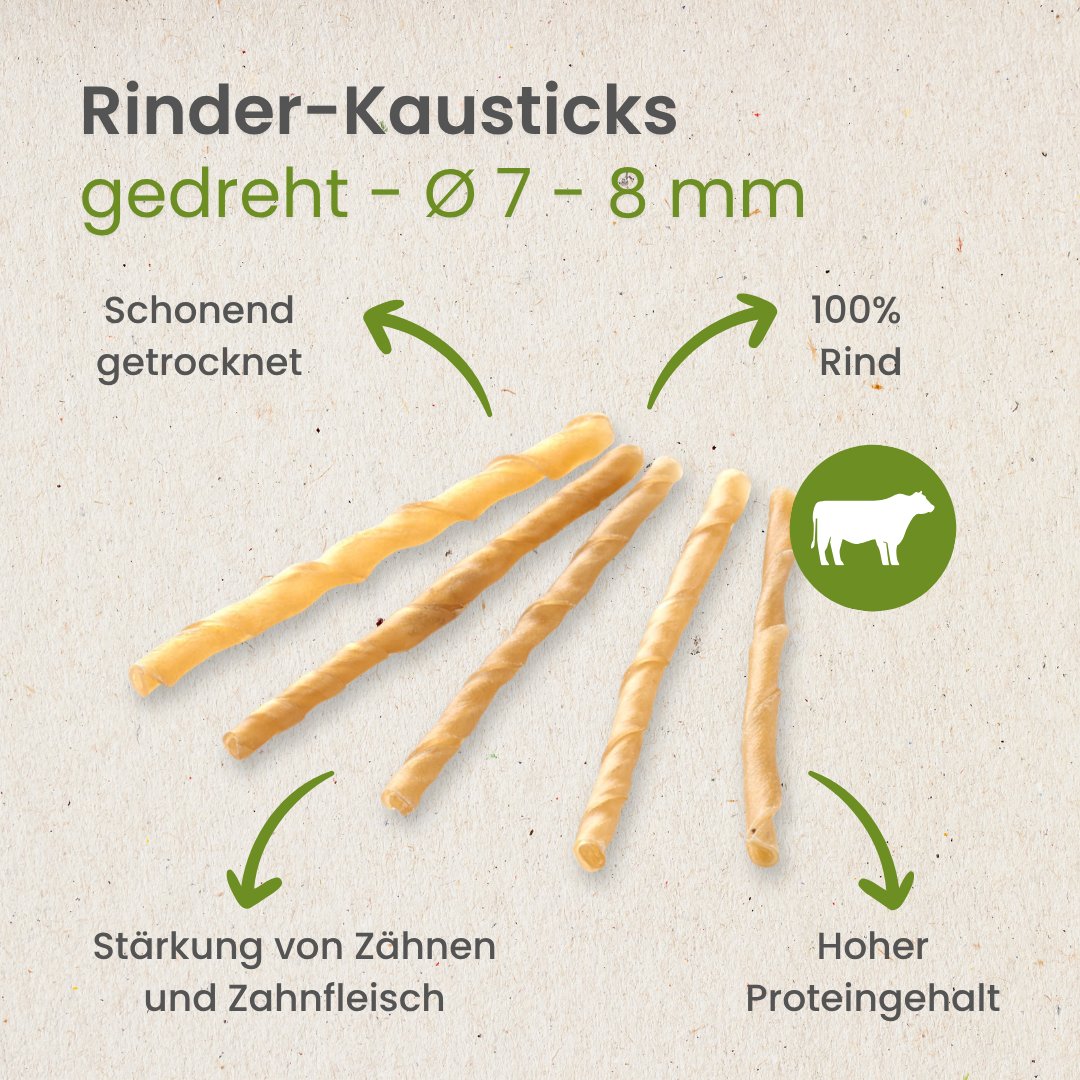 Rinder-Kausticks, gedreht - Ø 7 - 8 mm