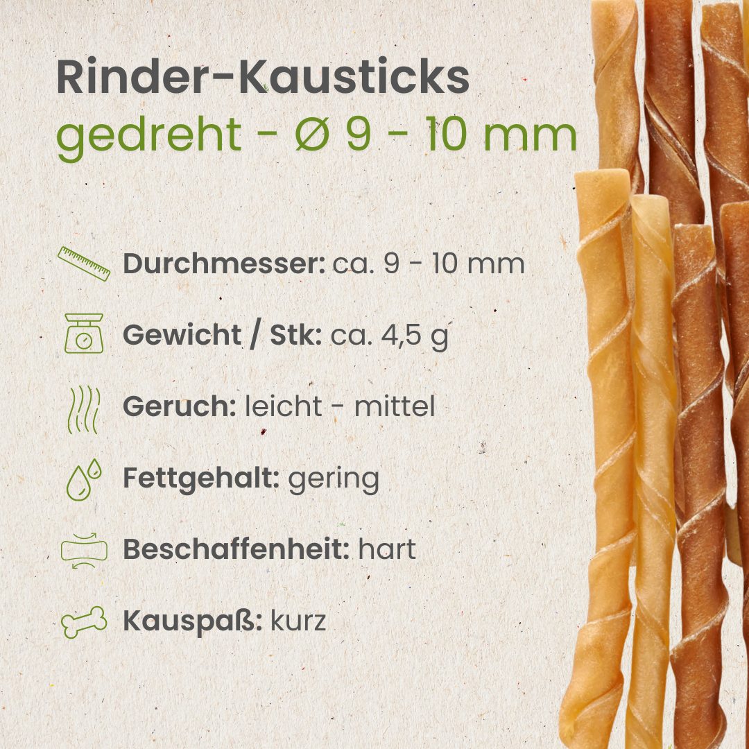 Rinder-Kausticks, gedreht - Ø 9 - 10 mm