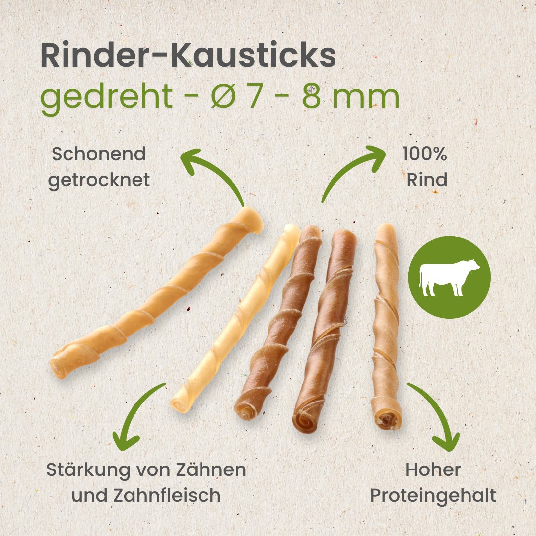 Rinder-Kausticks, gedreht - Ø 9 - 10 mm