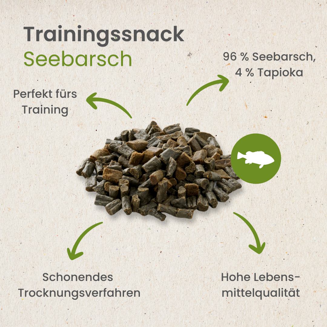 Seebarsch-Sticks-Trainingssnack