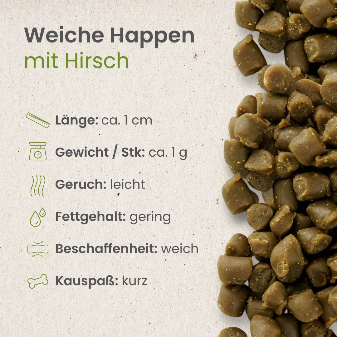 Weiche Happen mit Hirsch