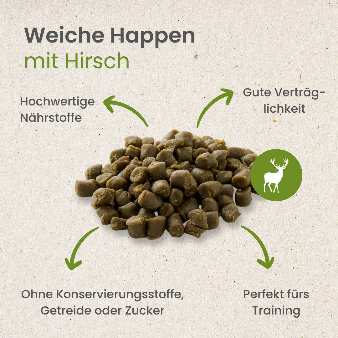 Weiche Happen mit Hirsch
